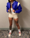 Super Short Baseball Uniform Women's Leather Jacket Small Coat DN8690