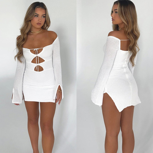 Lace up cut-out sexy nightclub short dress