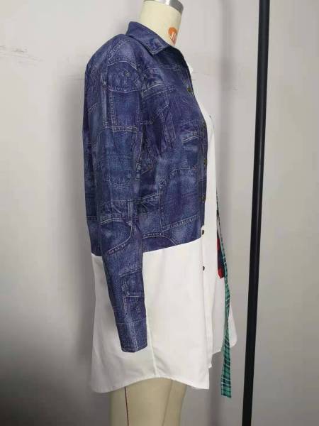 Patchwork Shirt Dress Fashion Denim Shirt Sexy Dress