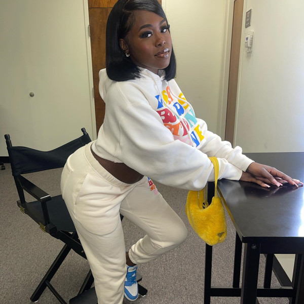Long Sleeve Soft Open Waist Hooded Tie Letter Short Sweatshirt