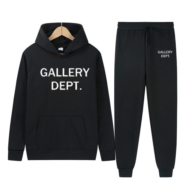 Alphabet print fleece suit unisex hooded trousers set