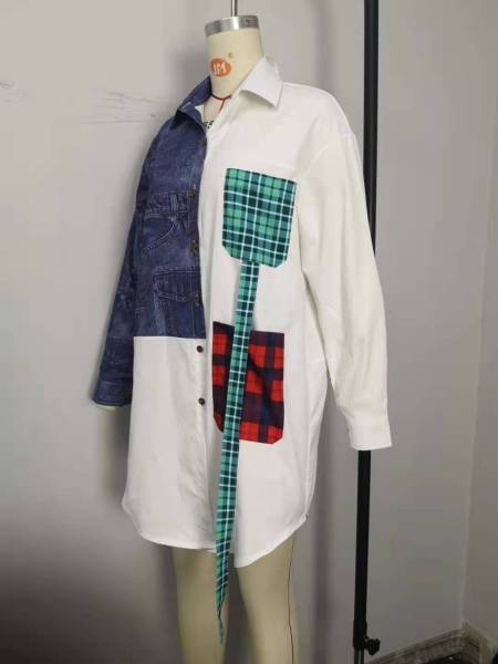 Patchwork Shirt Dress Fashion Denim Shirt Sexy Dress