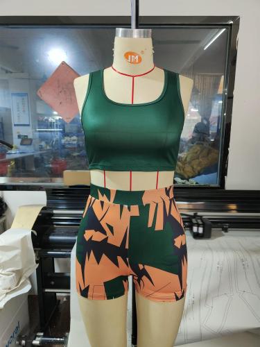 Digital Print Tank Top Shorts Two-Piece Set