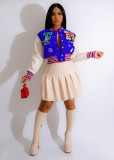 Women's Fall Winter Print Thread Colorblock Button Buckle Baseball Clip Overcome