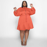 Lapel Fashion Sexy Large Swing Skirt Plus Size Women's Dress