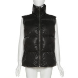 Fashion Stand Collar Street Sleeveless Loose Jacket Padded Jacket Top