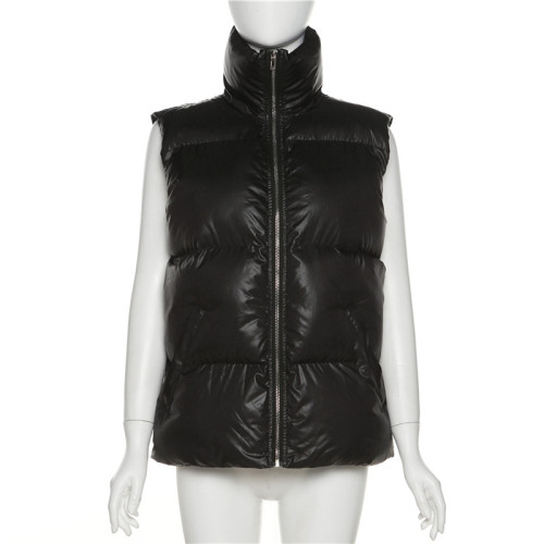 Fashion Stand Collar Street Sleeveless Loose Jacket Padded Jacket Top