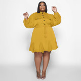 Lapel Fashion Sexy Large Swing Skirt Plus Size Women's Dress