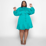 Lapel Fashion Sexy Large Swing Skirt Plus Size Women's Dress