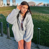 Solid Color Hooded Sweatshirt Long Sleeve Pullover Loose Top