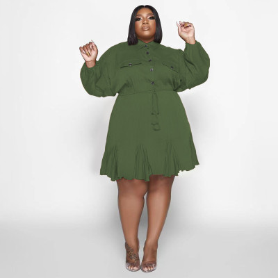 Lapel Fashion Sexy Large Swing Skirt Plus Size Women's Dress