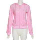 Women's fashion hooded zipper slim casual cardigan coat