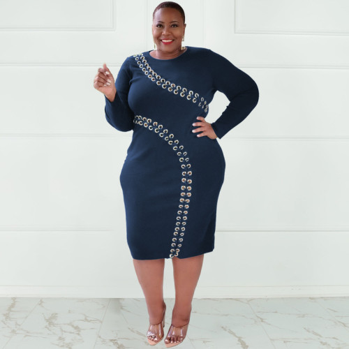 Hollow Lace Fashion Sexy Tight Plus Size Women's Dress