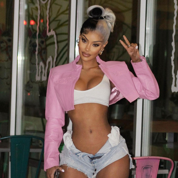 Sexy Hot Girl Motorcycle Style Pink Basic Jacket Baseball Jacket Jacket Top Fashion Women's Clothing