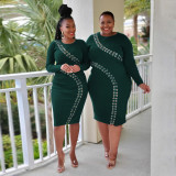 Hollow Lace Fashion Sexy Tight Plus Size Women's Dress