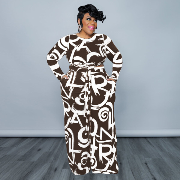 Stretch Knit Fashion Casual Suit Plus Size Women's Two Piece Set