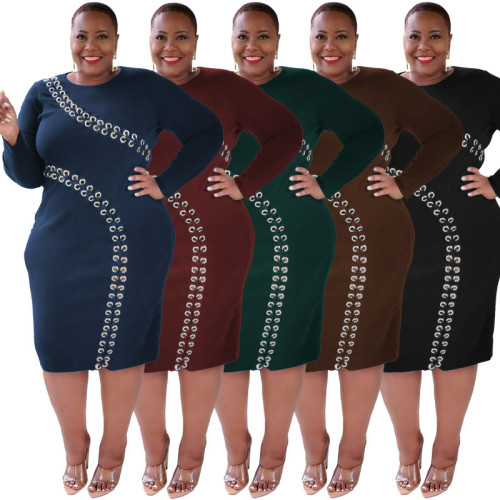 Hollow Lace Fashion Sexy Tight Plus Size Women's Dress