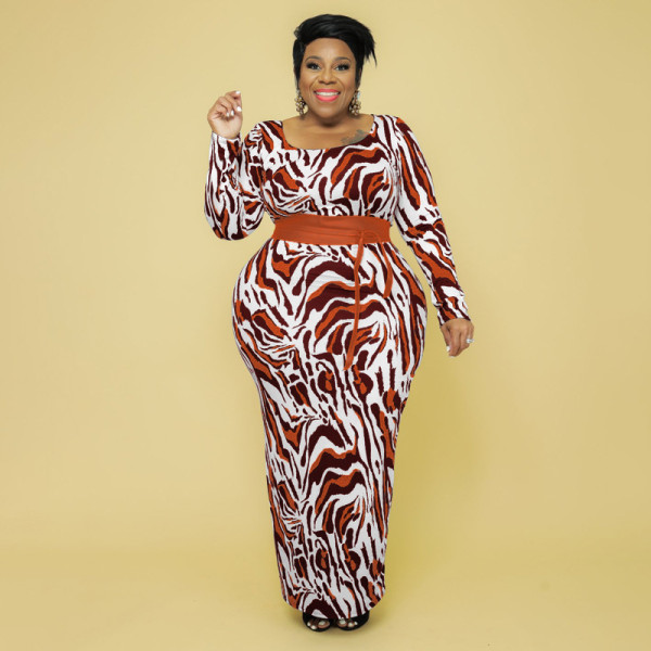 Leopard Print Slim Fashion Plus Size Women's Dress