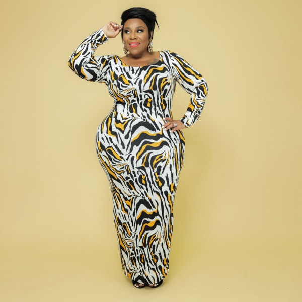 Leopard Print Slim Fashion Plus Size Women's Dress