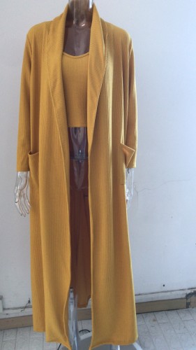 Two-piece knitted vest autumn and winter cardigan trench coat knitted suit