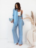Long Sleeve Top Loose Wide Leg Pants Two Piece Set