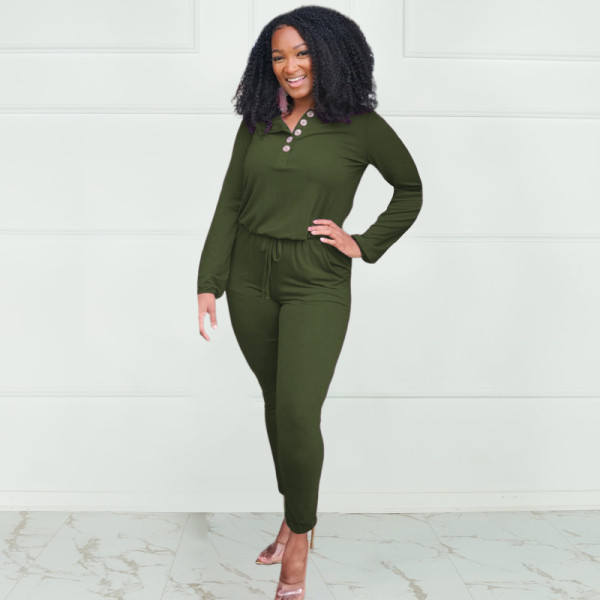 Solid color straps fashion casual loose plus size women's jumpsuit