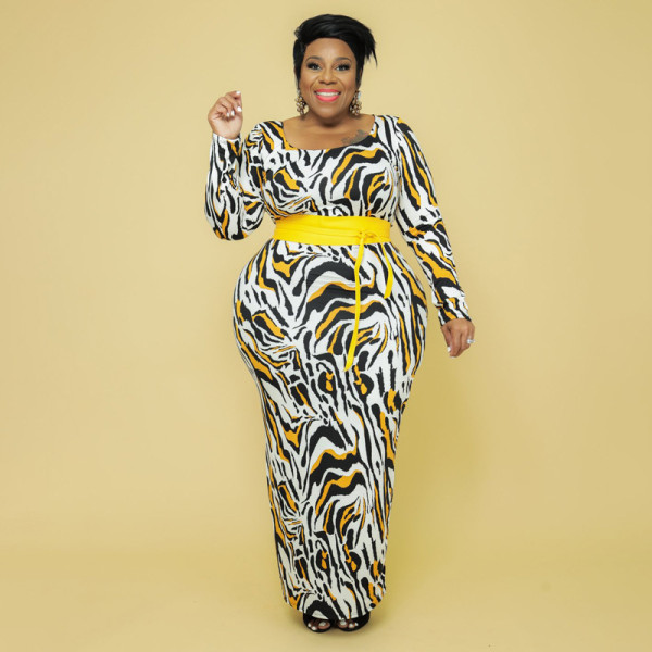 Leopard Print Slim Fashion Plus Size Women's Dress