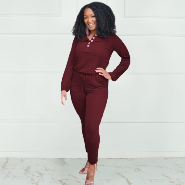 Solid color straps fashion casual loose plus size women's jumpsuit