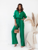 Long Sleeve Top Loose Wide Leg Pants Two Piece Set