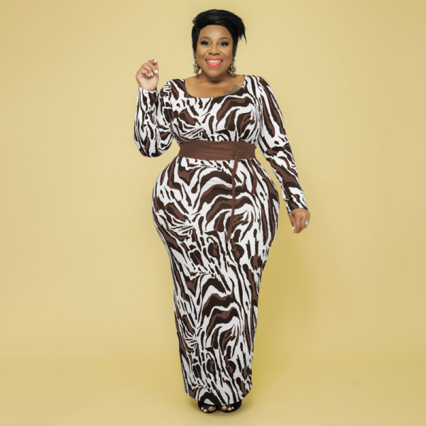 Leopard Print Slim Fashion Plus Size Women's Dress