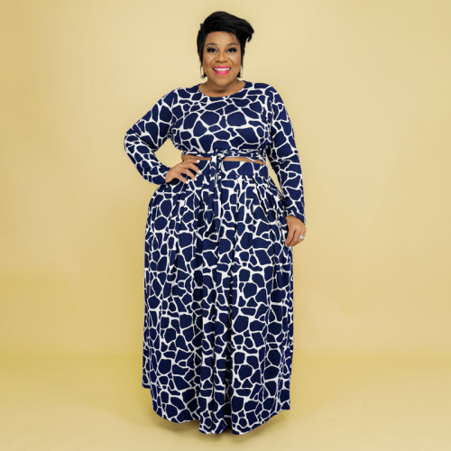 Printed Fashion Casual Suit Plus Size Women's Two Piece Set