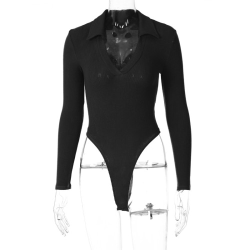 Bottoming Shirt Skinny Sexy Women's Long Sleeve V-Neck Bodysuit