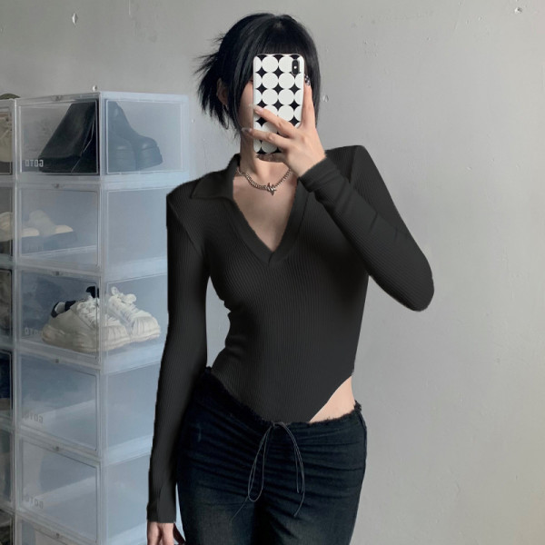 Bottoming Shirt Skinny Sexy Women's Long Sleeve V-Neck Bodysuit
