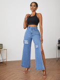 Ladies Fashion Ripped Slit Ladies Jeans