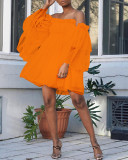 Solid Color High Waist Off Shoulder Elegant Commuter Dress