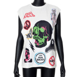 women's casual cropped top with printed pixel t-shirt