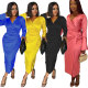 Sexy Slim Irregular Deep V Long Sleeve Dress