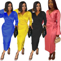 Sexy Slim Irregular Deep V Long Sleeve Dress Sexy Slim Irregular Deep V Long Sleeve Dress