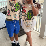 women's casual cropped top with printed pixel t-shirt