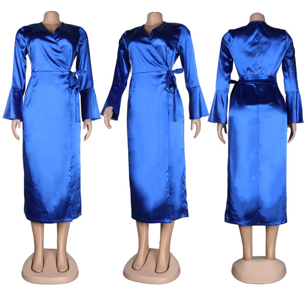 Sexy Slim Irregular Deep V Long Sleeve Dress