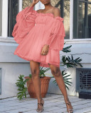 Solid Color High Waist Off Shoulder Elegant Commuter Dress