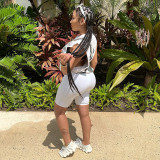 women's casual cropped top with printed pixel t-shirt