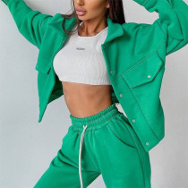 Solid Color Women's Jacket Top Casual Pants Set Long Sleeve Jacket Sweater Pants Two Piece Set Solid Color Women's Jacket Top Casual Pants Set Long Sleeve Jacket Sweater Pants Two Piece Set