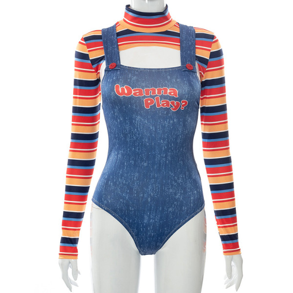 Sexy Tight Tracksuit Letter Print Bodysuit Two Piece