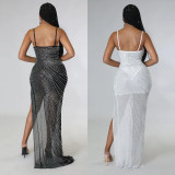 Sexy sling hot drill dress
