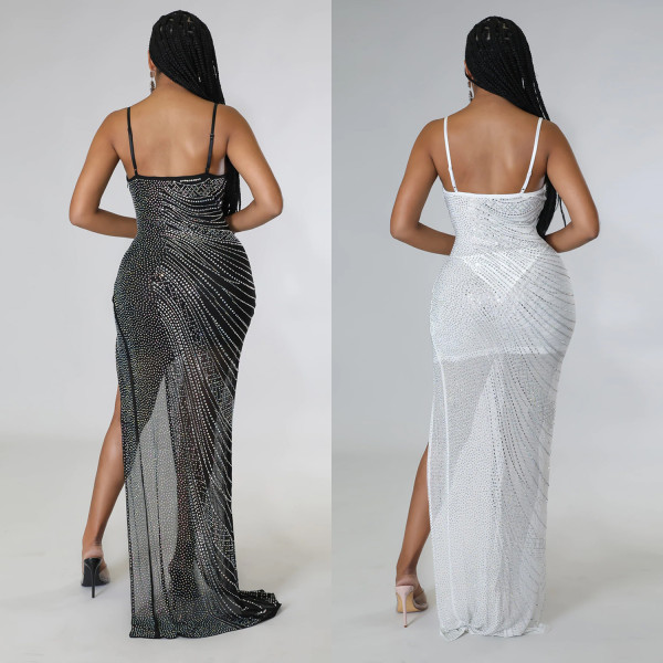 Sexy sling hot drill dress