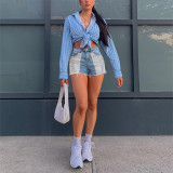 Fashion Versatile Night Club Party Style Slim Denim Shorts