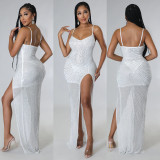 Sexy sling hot drill dress