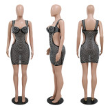 Sexy Sling Fashion Diamond Chain Hot Drill Dress