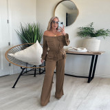 Off shoulder solid color organ bag fashionable elegant jumpsuit